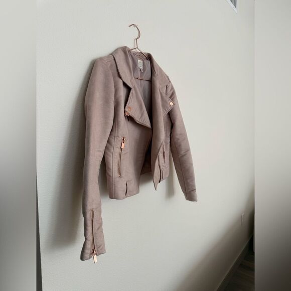LC Lauren Conrad Runway Faux-Suede Moto Jacket size 4 blush and rose gold jacket - Picture 12 of 12